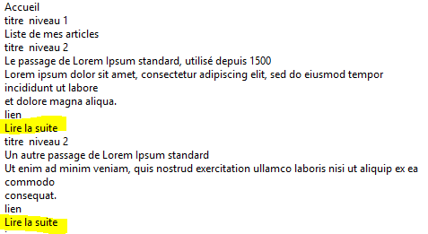 Rendu textuel du lecteur d'écran