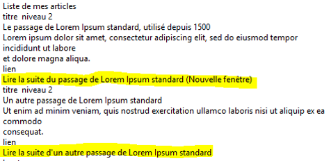 Rendu textuel du lecteur d'écran